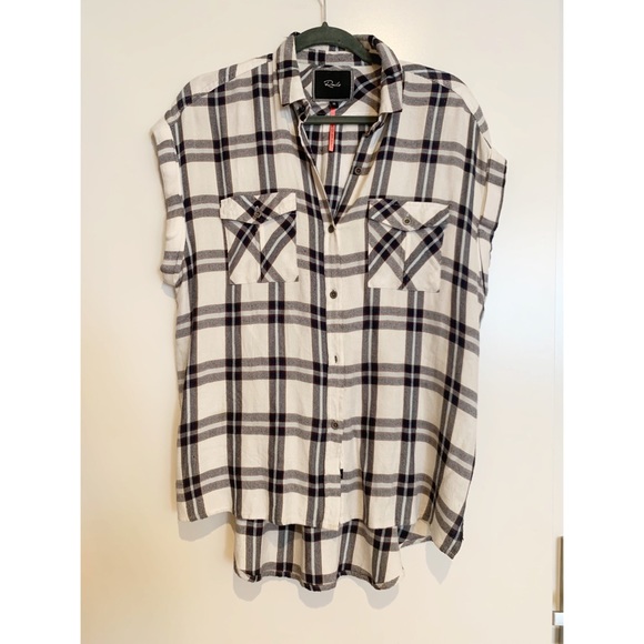 Rails for Free People Cap Sleeve Plaid Buttondown - Picture 4 of 5